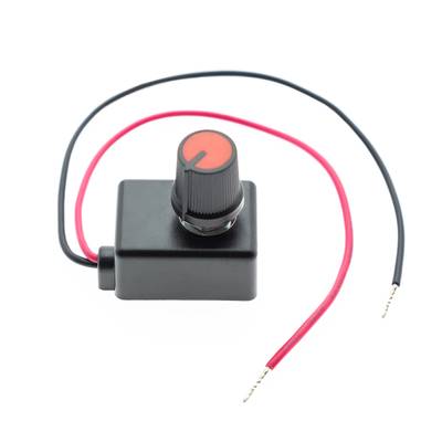 Unité de commande LED avec bouton de commande rotatif et câblage rouge et noir.