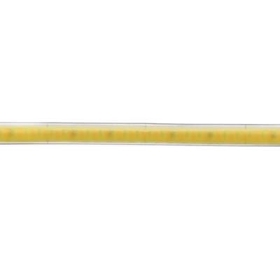 Gros plan d'une bande lumineuse à LED jaune avec de petites LED en rangée, mettant en valeur l'éclairage économe en énergie pour un intérieur moderne et dynamique.
