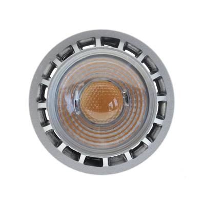 Ampoule LED avec boîtier blanc ventilé et contacts métalliques sur un culot blanc, idéale pour les solutions d'éclairage à faible consommation d'énergie.