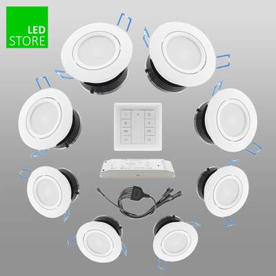 033 CCT LED downlight, 8 pcs SETTI avec bouton de commande sans fil
