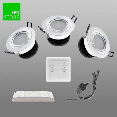 R033 CCT LED downlight 3 pcs SETTI avec bouton de commande sans fil