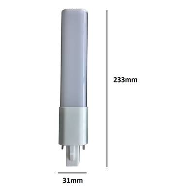 Tube LED, hauteur 240 mm, largeur 32 mm, base blanche, couvercle givré, solution d'éclairage économe en énergie pour les maisons et les entreprises.
