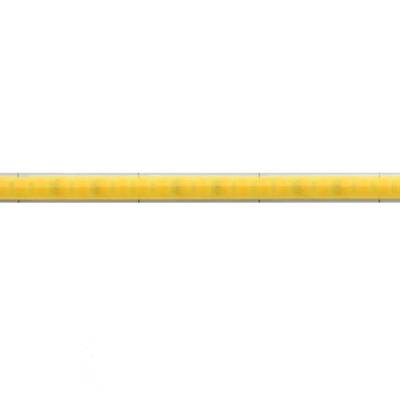 Gros plan d'une bande LED jaune sur fond blanc, idéale pour les solutions d'éclairage à faible consommation d'énergie.