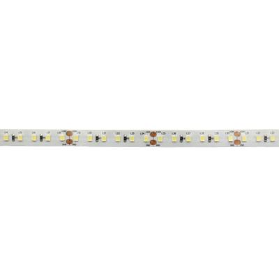 Gros plan d'une bande lumineuse à LED blanches, montrant les lampes LED individuelles et les contacts en cuivre pour un éclairage efficace.