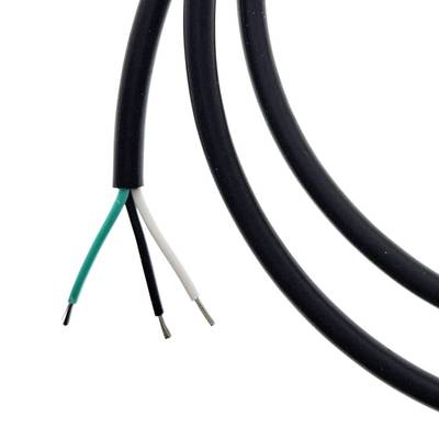 Cordon d'alimentation pour l'éclairage avec trois fils visibles pour l'installation des LED : vert, noir et blanc.