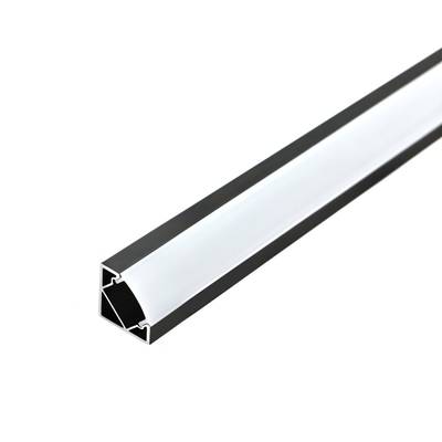 Profil aluminium pour bande LED 2000x18x18mm, montage en surface, angle 45, noir
