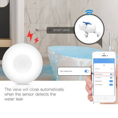 Un système de vanne d'eau intelligent détecte les fuites et envoie une alerte sur un smartphone ; solution d'éclairage LED à économie d'énergie pour les magasins.
