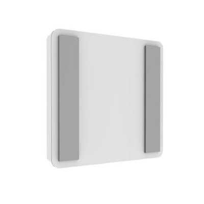 Luminaire carré plat à LED blanches avec deux accents verticaux gris sur les côtés, sur un fond blanc minimaliste. Parfait pour les solutions d'éclairage contemporaines.