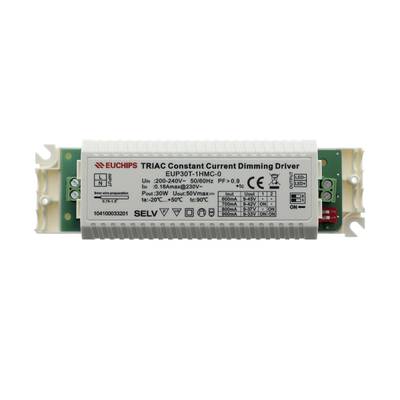 Variateur de LED à courant constant TRIAC, boîtier blanc avec spécifications et informations sur le fabricant, commandes d'éclairage