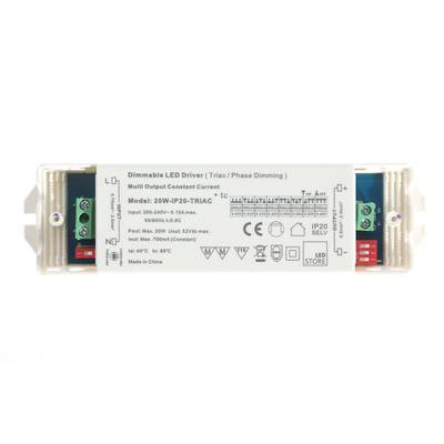 Diagramme de huit réglages LED avec interrupteurs marche/arrêt, courant 250mA-700mA, tension 3-42V - 3-29V - optimisez vos options d'éclairage LED.