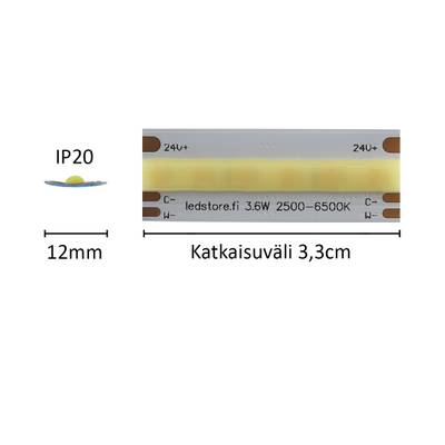 Bande LED SOLO TUNNELMA, CCT, 24V, 3,6W/m, IP20, CRI96