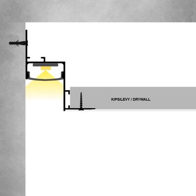 Profilé à leds EPÄSUORA Z Bordure murale/plafond, schéma d'installation