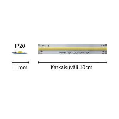 Bande LED compacte à puissance contrôlée SOLO TUNNELMA, CCT, 24V, 7,2W/m, IP20, CRI94
