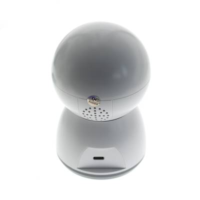 Luminaire LED dôme blanc avec autocollant QC PASSED, port USB en bas, base blanche.