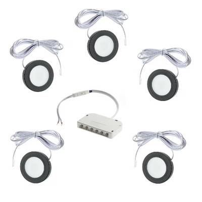 LUMO set d'éclairage pour meubles, 5 spots noirs.