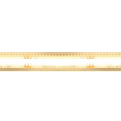 Gros plan d'un tube fluorescent, détail d'un éclairage lumineux, éclairage intérieur, lampe linéaire sur fond blanc.