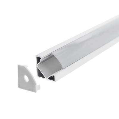 Profil aluminium pour bande LED 2000x18x18mm, montage en surface, angle 45, blanc mat