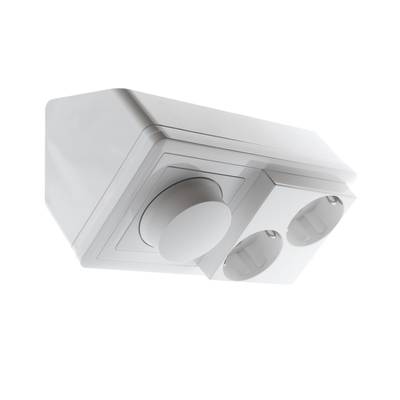 Variateur LED mural, blanc, avec deux prises euro pour le contrôle de l'éclairage et le raccordement électrique.