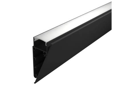 1cm Profilé plat en aluminium noir pour bande LED murale, 2000x55x24mm, pour éclairage indirect