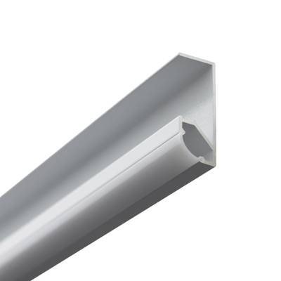 Profilé LED angulaire en aluminium avec diffuseur dépoli, optimal pour un éclairage linéaire uniforme.