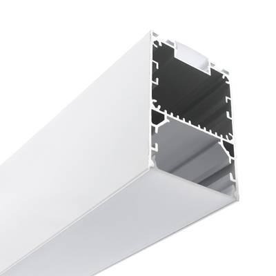 Profilé en aluminium pour bande LED - À SUSPENDRE, bidirectionnel, 51 x 76 x 3 000 mm, avec câble, blanc mat