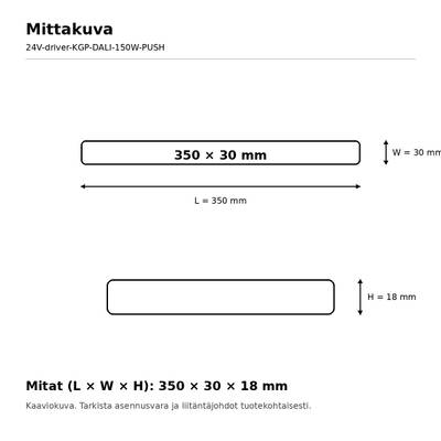 Transformateur LED, 24 V, 150 W, KGP, DALI-2 DT6 / PUSH-DIM, IP20