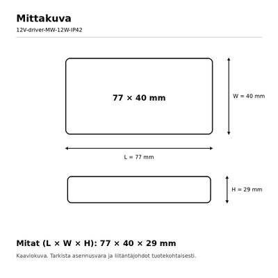 Transformateur LED, 24 V, 12 W, Mean Well, IP42