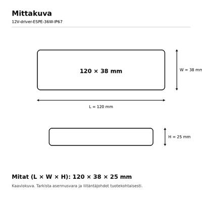Transformateur LED, 12 V, 36 W, ESPE, IP67