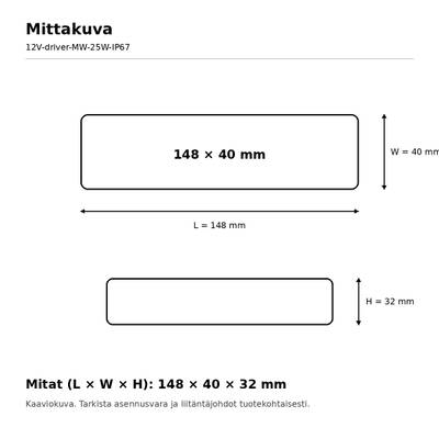 Transformateur LED, 12 V, 25,2 W, Mean Well, IP67