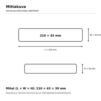 Transformateur LED, 24 V, 36 W, LTECH, DALI-2 DT6 / PUSH-DIM, IP20