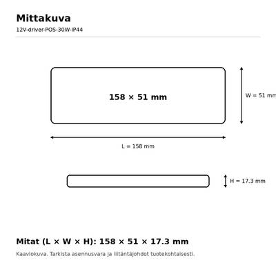 Transformateur LED, 12 V, 30 W, POS, IP44