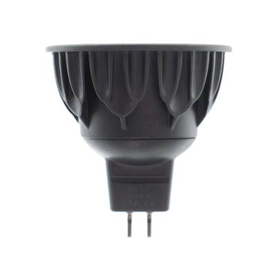 Spot LED MR16 avec corps gris et socle à deux broches.