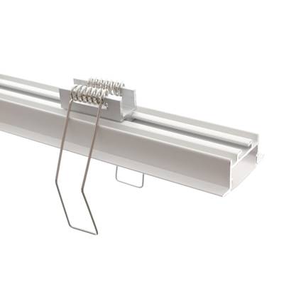 Profilé LED en aluminium blanc, équipé de clips de fixation à ressort pour l'éclairage LED.