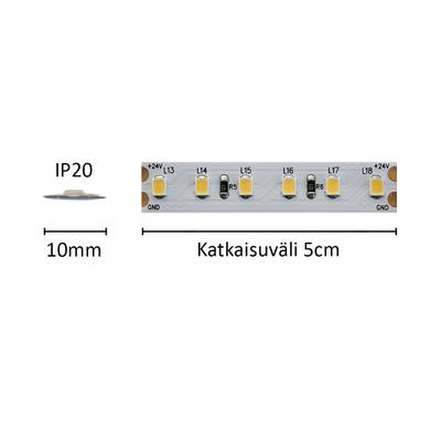 Bande LED pour installation moyenne HELMI, 4000K, 24V, 7,2W/m, IP20, CRI94