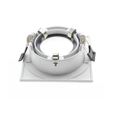 Luminaire LED encastré avec ressorts et plaque de montage carrée, idéal pour une solution d'éclairage intérieur moderne.