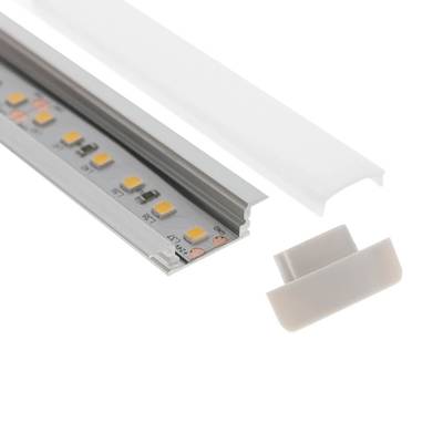 Bandeau lumineux LED en aluminium avec couvercle et embout givrés, présente une solution d'éclairage moderne idéale pour l'éclairage d'accentuation.