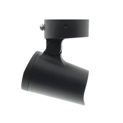 Luminaire sur rail noir orientable, vue de côté, mettant en valeur le design d'éclairage moderne