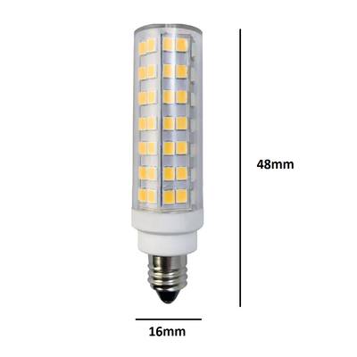 Brûleur de maïs à LED à faible consommation d'énergie, base à vis, couvercle transparent avec diodes jaunes. Taille compacte : 48mm de hauteur x 16mm de largeur. Idéal pour l'éclairage intérieur.