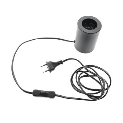 Lampe de table pour ampoule E27, cordon avec interrupteur, IP20, noir mat
