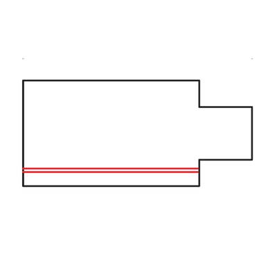 Logo d'une entreprise d'éclairage LED : contour rectangulaire noir avec une encoche à droite ; ligne horizontale rouge au centre, symbolisant l'efficacité énergétique et le design moderne.
