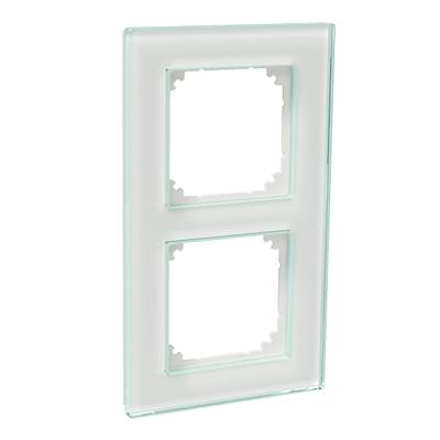 Plaque d'interrupteur double transparente pour éclairage LED, deux fentes rectangulaires, fond blanc brillant