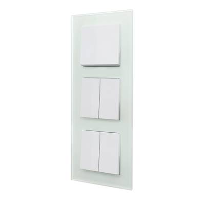 Panneau d'interrupteurs modernes à LED, interrupteurs rectangulaires à trois rangées sur une élégante plaque de verre, luminaire pour la maison.