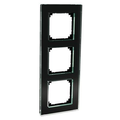 Cadre d'interrupteur noir triple avec trois découpes carrées pour le montage d'un éclairage LED.