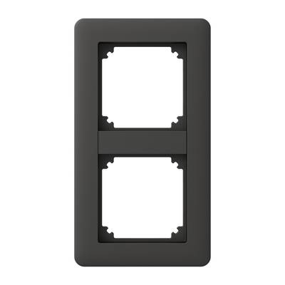 Plaque de recouvrement d'interrupteur double noire pour éclairage LED, deux coupes rectangulaires, fond blanc