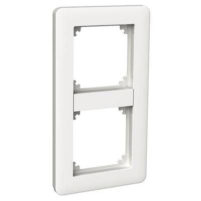 Couvercle d'interrupteur double blanc avec séparateur horizontal, compatible avec les luminaires LED modernes.