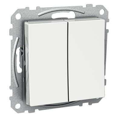 Interrupteur double LED blanc avec cadre métallique pour installation de contrôle de l'éclairage mural