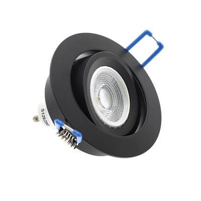 Downlight LED rond noir à encastrer avec clips à ressort et réflecteur texturé pour un éclairage ciblé