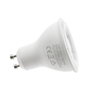 Le présentoir est équipé d'une ampoule LED GU10 qui met en évidence les informations techniques et les symboles sur son côté, sur un fond plat.