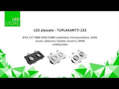 Downlight LED SQ233W directionnel, température de couleur réglable, dimmable, 18W, CRI91, IP54, blanc mat