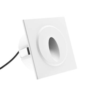 Luminaire encastré blanc rectangulaire avec ouverture ronde et cordon latéral noir, parfait pour une solution d'éclairage LED moderne pour différents espaces.